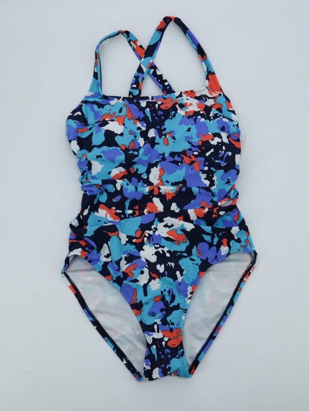 Eco‎ Beach One Piece Swimsuit Ruched Crossback Floral Print Womens M